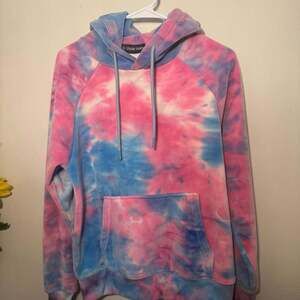 Spark Paws Snow Cone Velvet Human Hoodie Pink and Blue Tie Dye